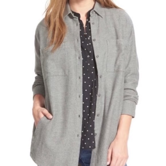 NWT Madewell Flannel Gray Button-Up Shirt Medium - Picture 2 of 5
